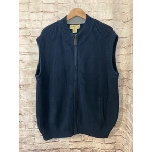 Orton Brothers Sweater Vest Mens 2XL Navy Blue Knit Sleeveless Full Front Zip Up